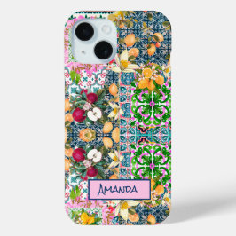 Zartes blaues, sizilianisches Zitrusfliesen Case-Mate iPhone Hülle