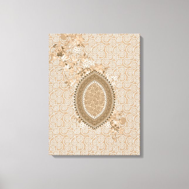 Zartes Blumendesign auf beige Texturierte Leinwand (Vorderseite)