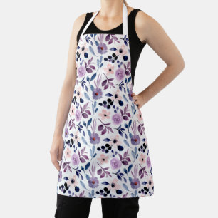 Zartes Blumendesign mit navyblauen Lavendelblätter Schürze