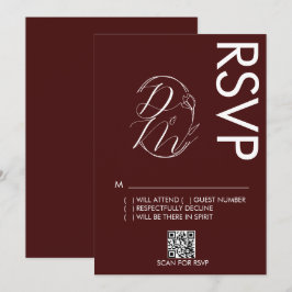 Zartes Blumenlogo Hochzeit Burgunderrot RSVP-Karte Einladung