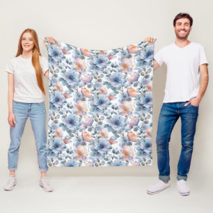 Zartes Blumenmuster in Aquarellfarben in Pastellfa Fleecedecke