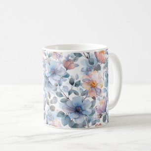 Zartes Blumenmuster in Aquarellfarben in Pastellfa Kaffeetasse