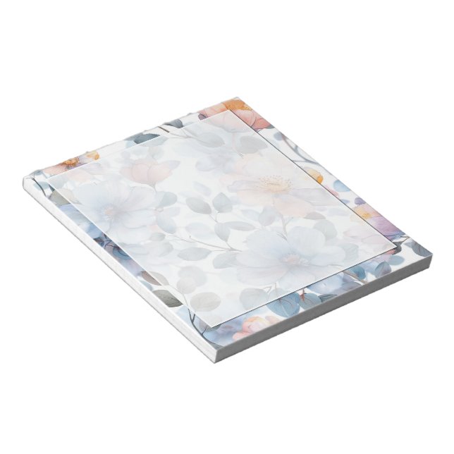 Zartes Blumenmuster in Aquarellfarben in Pastellfa Notizblock (angewinkelt)