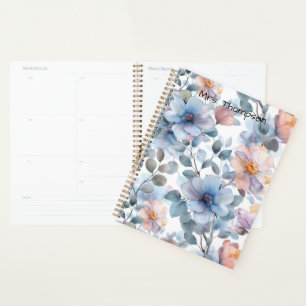 Zartes Blumenmuster in Aquarellfarben in Pastellfa Planer