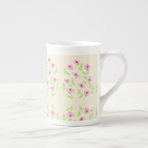 Zartes Blumenmuster mit Pinks Prozellantasse