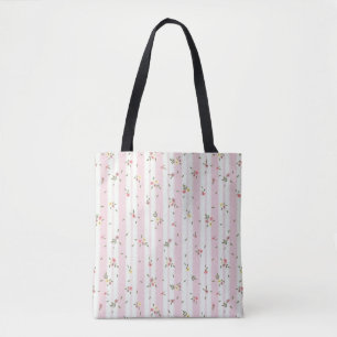 Zartes Blumenmuster Zurück Solid Pink Tote Beutel Tasche