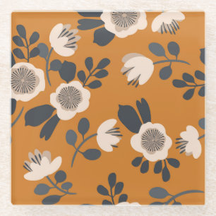 Zartes botanisches vintage Blumenmuster Glasuntersetzer