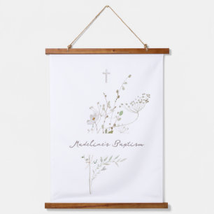 zartes Bouquet Taufzeichen Wandteppich Mit Holzrahmen