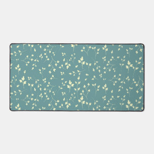 Zartes Creme-Blatt Staub-Teal Botanisches Muster Schreibtischunterlage