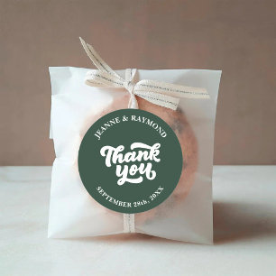 Zartes Dankeschön Salbei Grün Hochzeitsgeschenk Runder Aufkleber