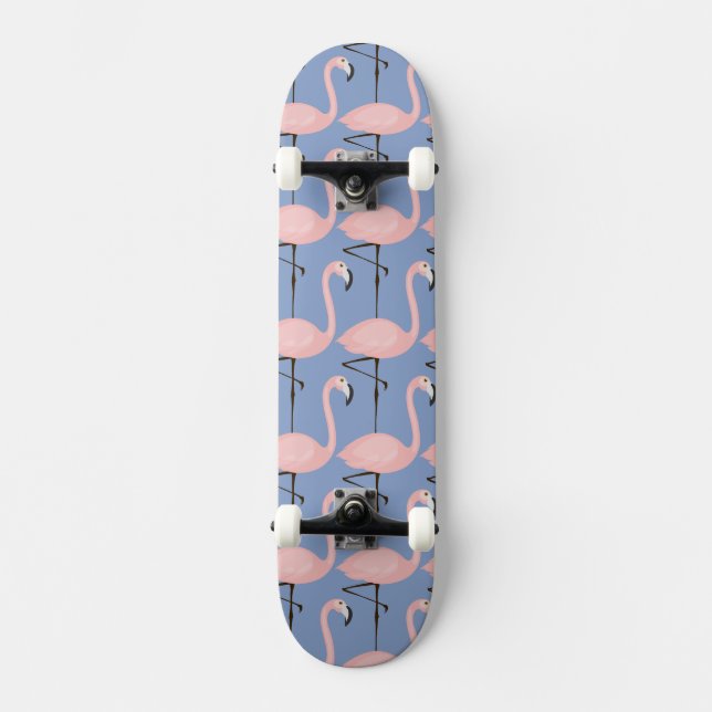 Zartes Flamingo-Muster Skateboard (Vorderseite)