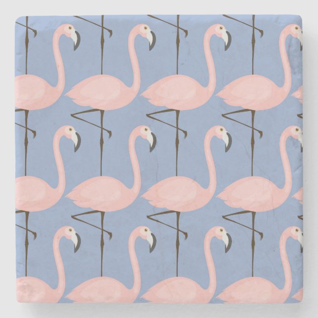 Zartes Flamingo-Muster Steinuntersetzer (Vorderseite)