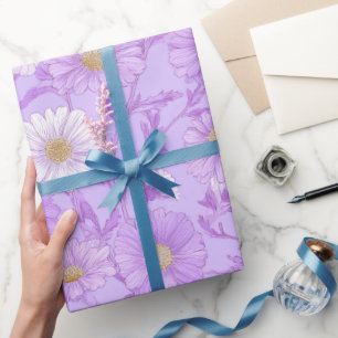 Zartes Flieder-Margerite-Rahm-Blumenmuster Geschenkpapier