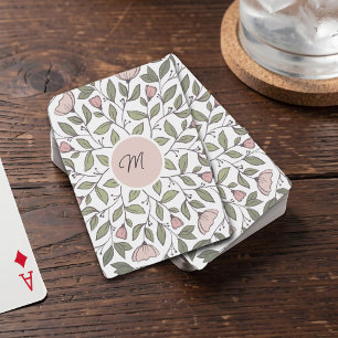 Zartes florales individuelles Monogramm Spielkarten
