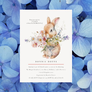 Zartes Frühlings-Baby-Häschen-Blumenbouquet Einladung