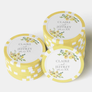 Zartes gelbes florales Hellgrünes Sommerhochzeit Pokerchips