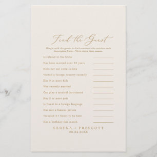 Zartes Gold-Cream Finde den Gast Hochzeitsspiel Flyer
