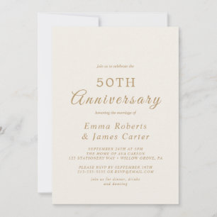Zartes Gold und Creme 50. Hochzeitstag  Einladung