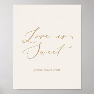 Zartes Gold und Creme Liebe ist süße Hochzeit Poster