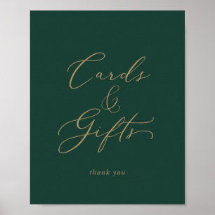 Zartes Gold- und Grün-Karten- und Geschenke-Schild Poster
