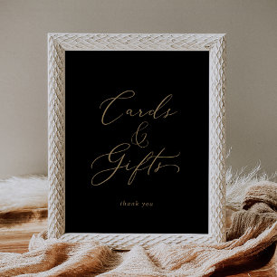 Zartes Gold und schwarze Karten und Geschenke Schi Poster