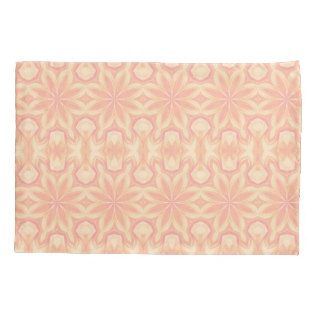 Zartes Kaleidoskop, rosa gelbe Form Kissenbezug (Rückseite)