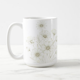 Zartes Kosmos-Blumenstrauß-Linienkunst Grazie Kaffeetasse