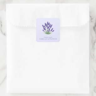 Zartes Lavendel-Wasserfarbenbouquet Quadratischer Aufkleber