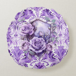Zartes lila Schild des Glaubens Rundes Kissen