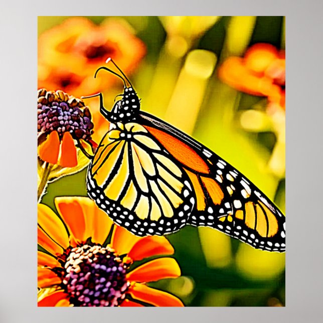 Zartes Monarch Butterfly Bloom Design Poster (Vorne)