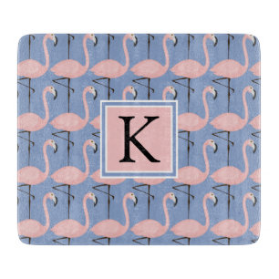 Zartes Monogramm des Flamingo-Muster- Schneidebrett