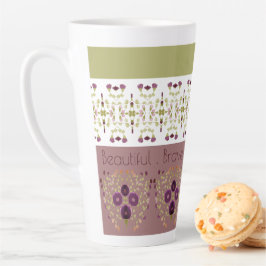 Zartes Muster in Pfirsichrosa und Grün Milchtasse