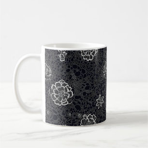 Zartes Muster Weiße Blumen Spitze Kaffeetasse