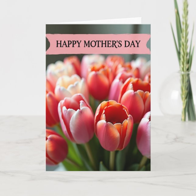 Zartes Muttertags-Tulpen-Kärtchen Karte (Vorderseite)