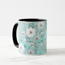 Zartes Pastell-Wildblumen-Mint-Blumenmuster Tasse
