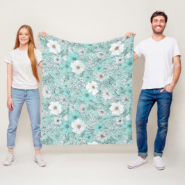 Zartes Pastell-Wildblumen-Minz-Blumenmuster Fleecedecke