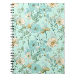 Zartes Pastell-Wildblumen-Minz-Blumenmuster Notizblock