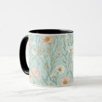Zartes Pastell-Wildblumen-Minz-Blumenmuster