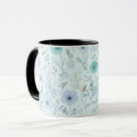 Zartes Pastell-Wildblumen-Minz-Blumenmuster