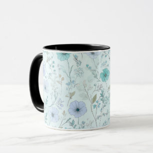 Zartes Pastell-Wildblumen-Minz-Blumenmuster Tasse
