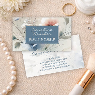 Zartes Rosa Blaues Blumenmuster Visitenkarte