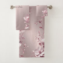 Zartes rosa Blumenhandtuch-Set