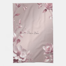 Zartes rosa Blumenküchenhandtuch