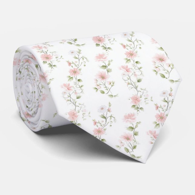 Zartes rosa Blumenmuster-Halstuch Krawatte (Gerollt)