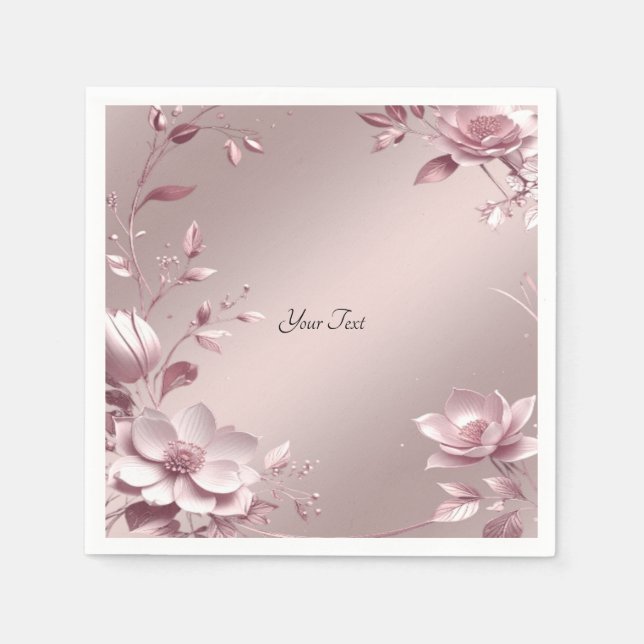 Zartes rosa Blumenmuster Serviette (Vorderseite)