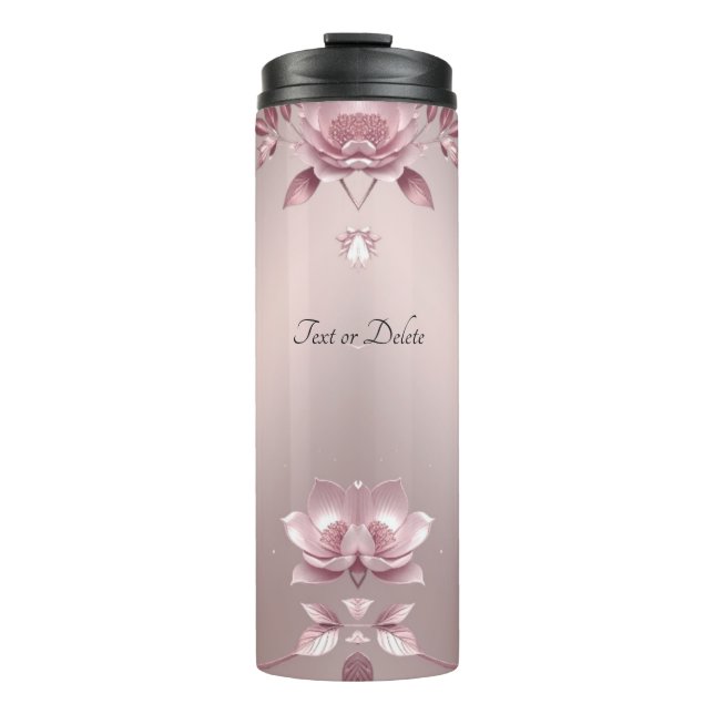 Zartes rosa Blumenmuster Thermosbecher (Vorderseite)