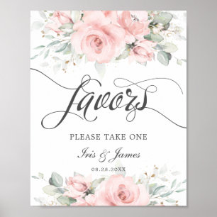 Zartes Rosa Florales Grün Hochzeitsgeschenk Schild