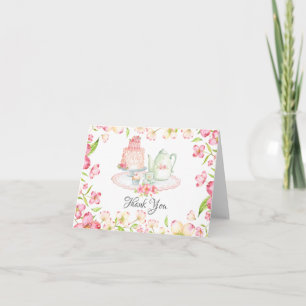 Zartes rosa florales Hochzeits-Teeparty-Dankeschön Dankeskarte