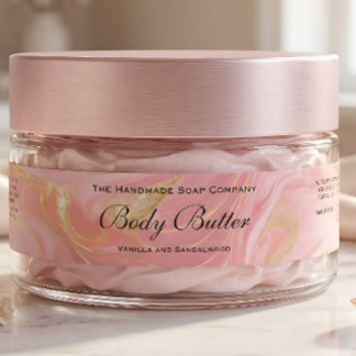 Zartes Rosa Gold Kosmetik Körperbutter Glas Label