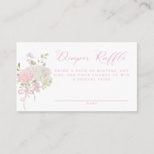 Zartes Rosa Vintage-Blumen-Windel-Raffle Begleitkarte